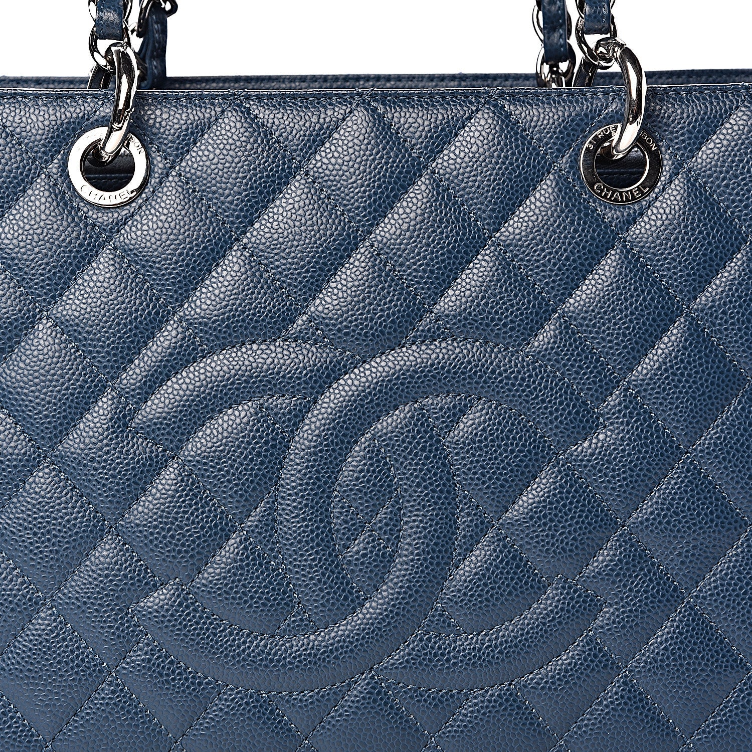 Chanel Caviar Quilted Grand Shopping Tote GST Dark Blue 10 of 10