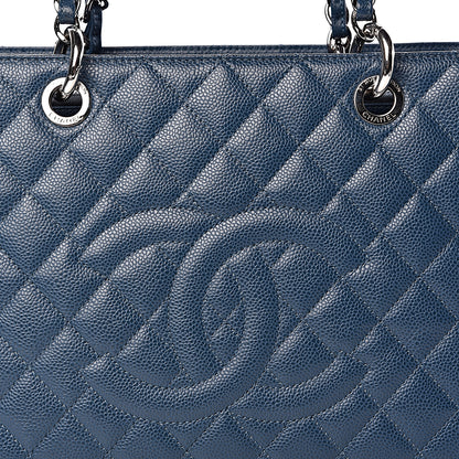 Chanel Caviar Quilted Grand Shopping Tote GST Dark Blue 10 of 10
