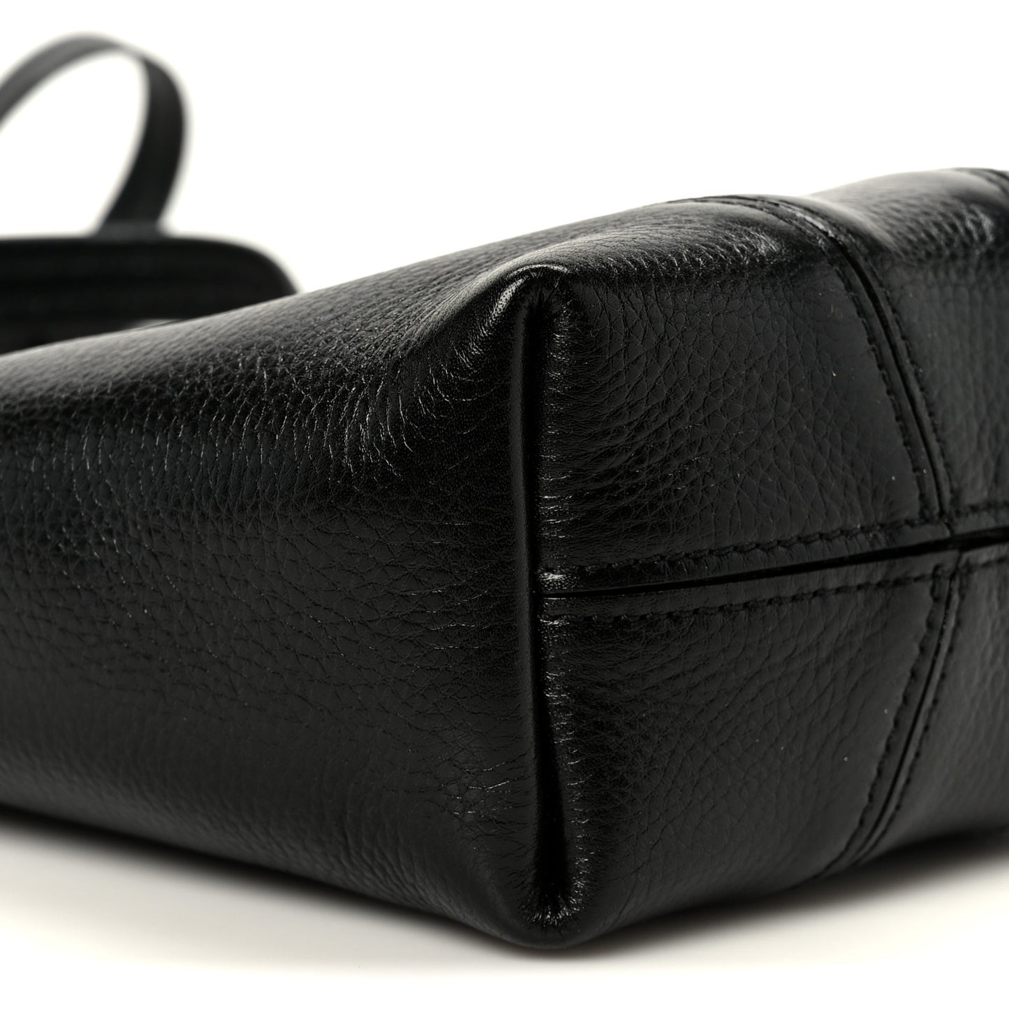 Grained Calfskin Small Spin Tote Black