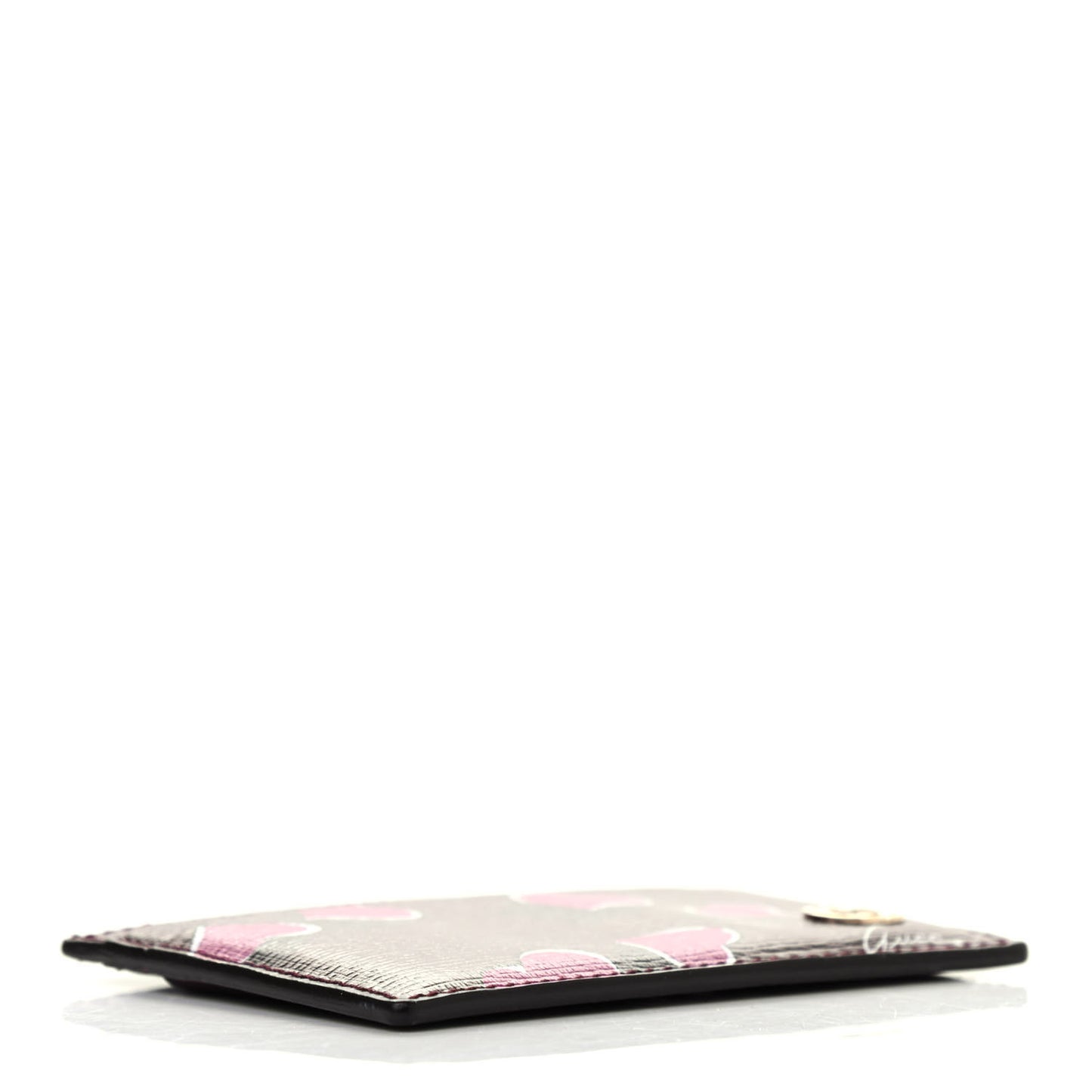 Calfskin Heartbeat Print Card Holder New Wine