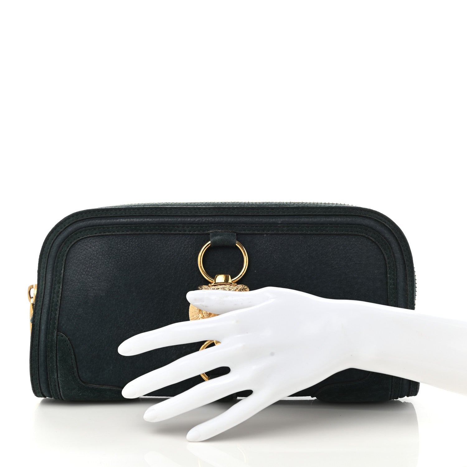 Burberry Prorsum Grainy Nubuck Alma Owl Clutch Indigo Green 2 of 12