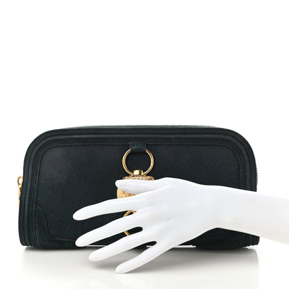 Burberry Prorsum Grainy Nubuck Alma Owl Clutch Indigo Green 2 of 12