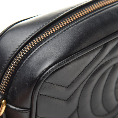 Gucci Calfskin Matelasse Mini GG Marmont Chain Shoulder Bag Black 13 of 16