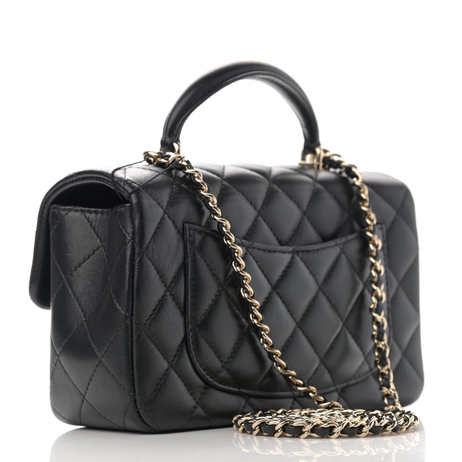 Chanel Lambskin Quilted Mini Top Handle Rectangular Flap Black 3 of 11