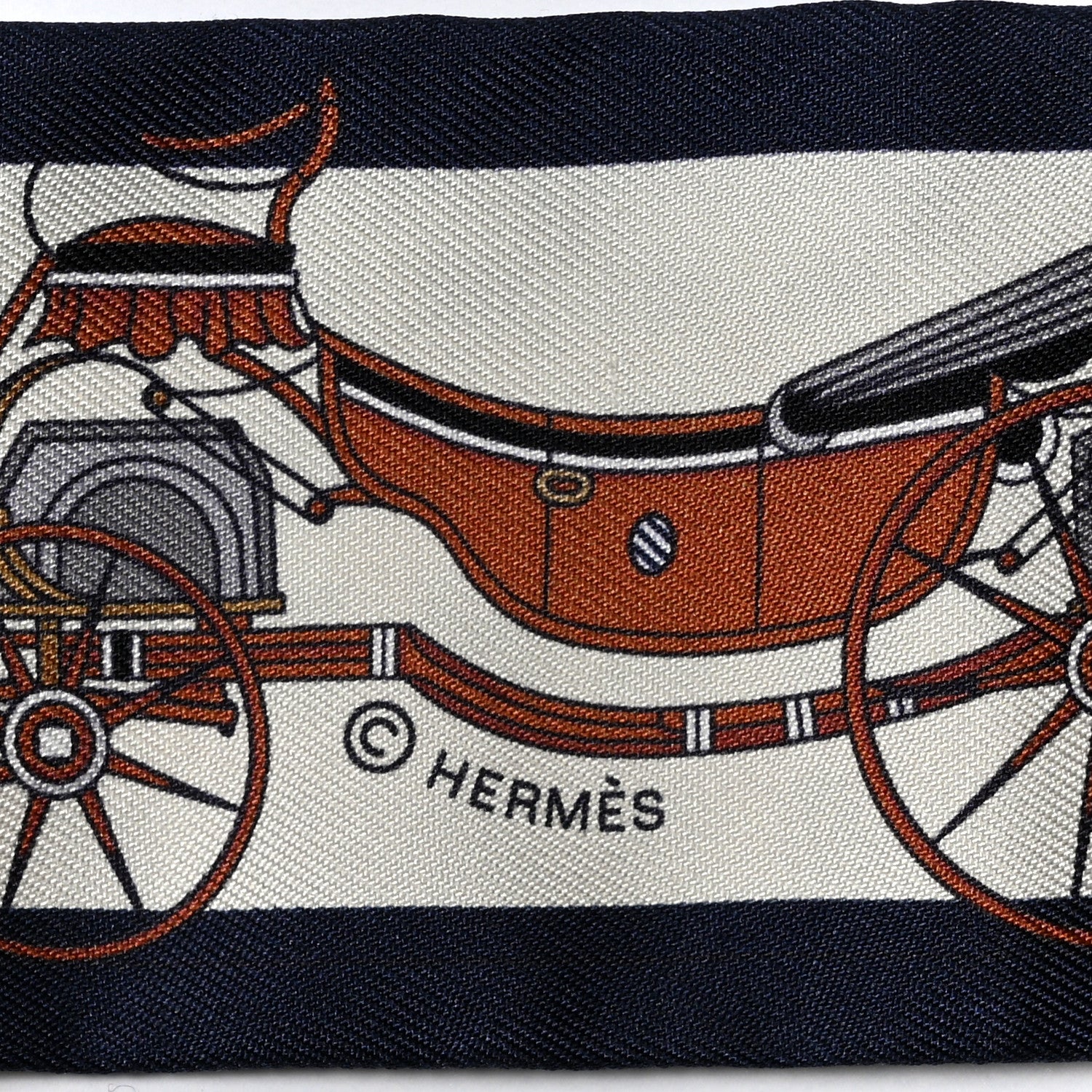 Hermes Silk Les Voitures Nouvelle Twilly Marine Caramel Black 3 of 4