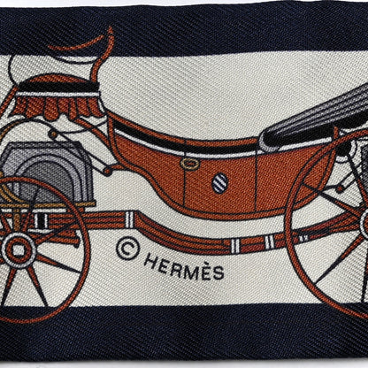 Hermes Silk Les Voitures Nouvelle Twilly Marine Caramel Black 3 of 4