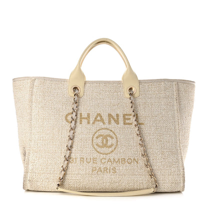 Chanel Lurex Boucle Medium Deauville Tote White 1 of 12