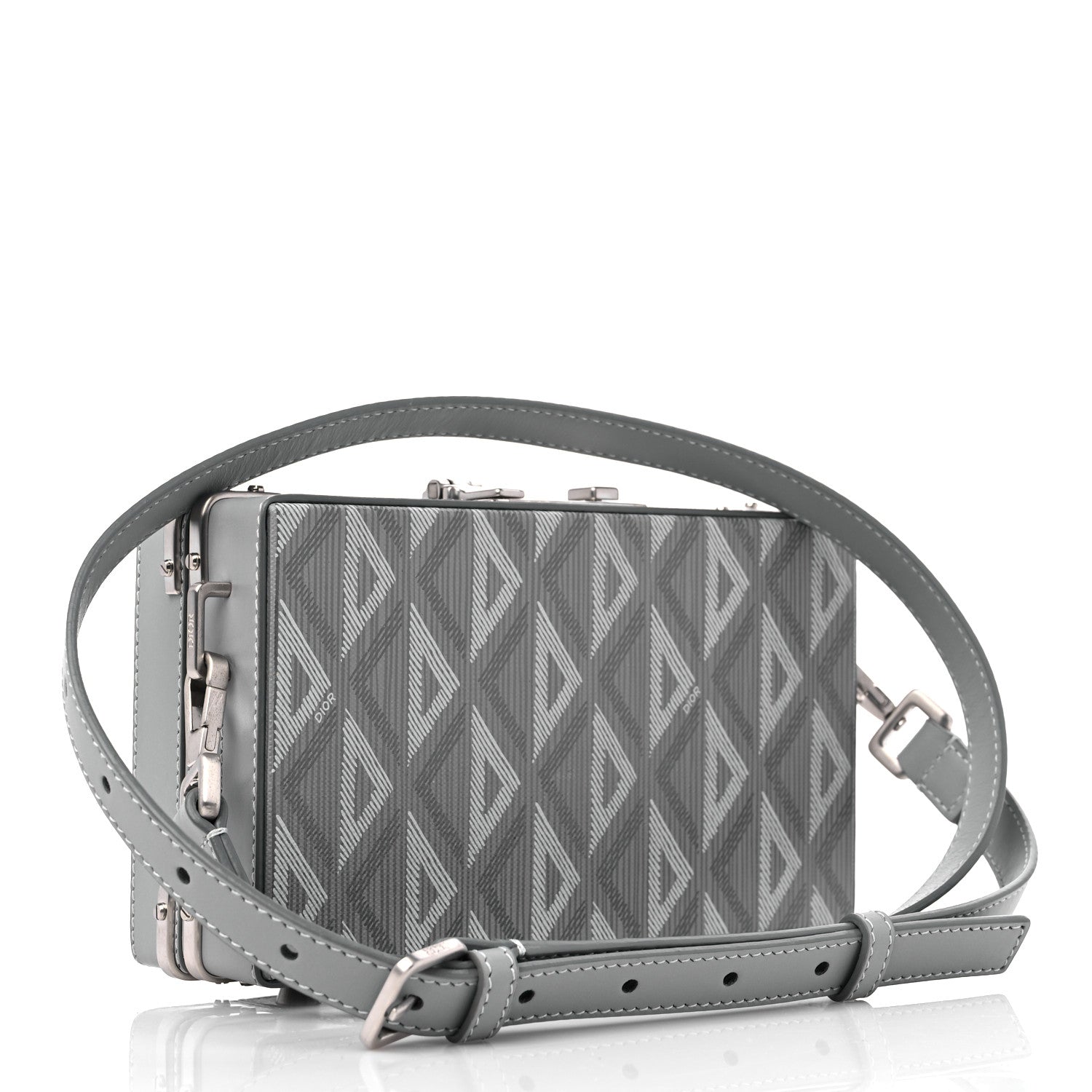 Christian Dior Coated Canvas CD Diamond Lock Mini Case Gray