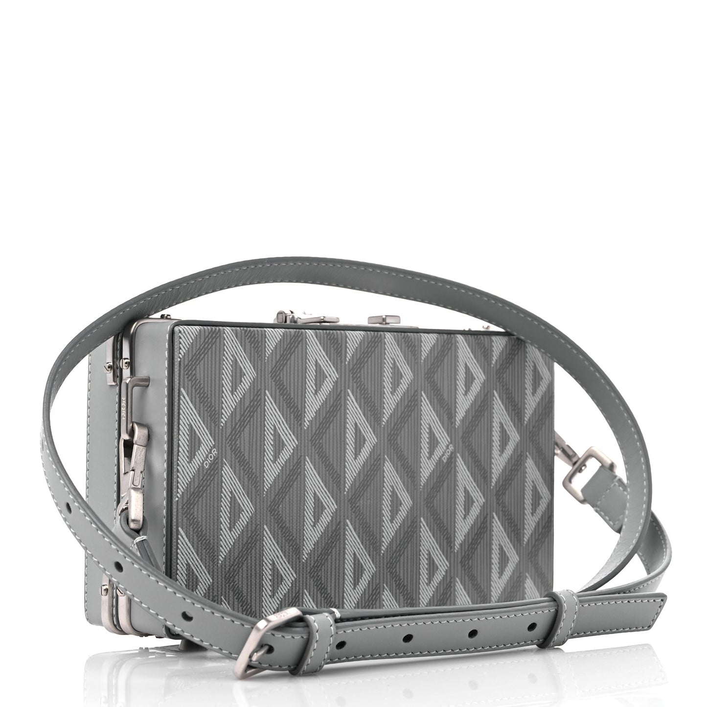 Coated Canvas CD Diamond Lock Mini Case Gray
