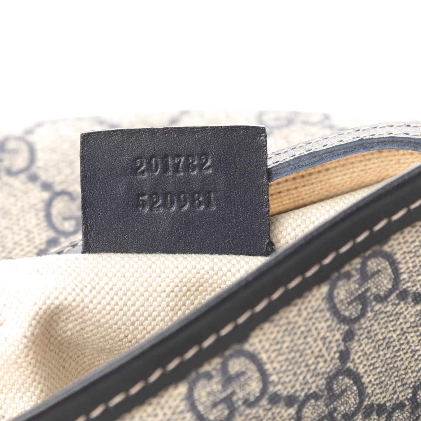 GG Plus Monogram Medium Double Buckle Flap Messenger Bag Beige Navy