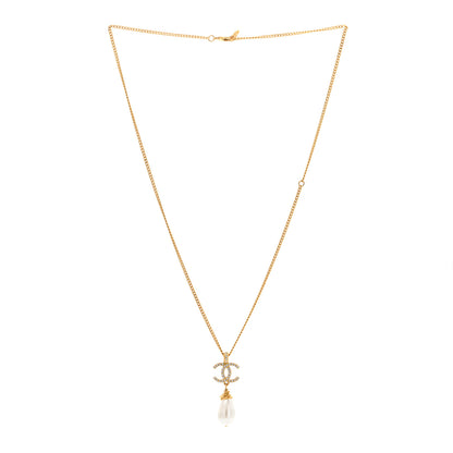 Chanel Pearl Crystal Twisted CC Drop Necklace Gold 3 of 7