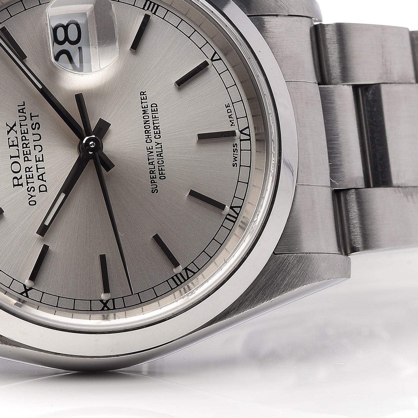 Stainless Steel 36mm Oyster Perpetual Datejust Watch Silver 16200