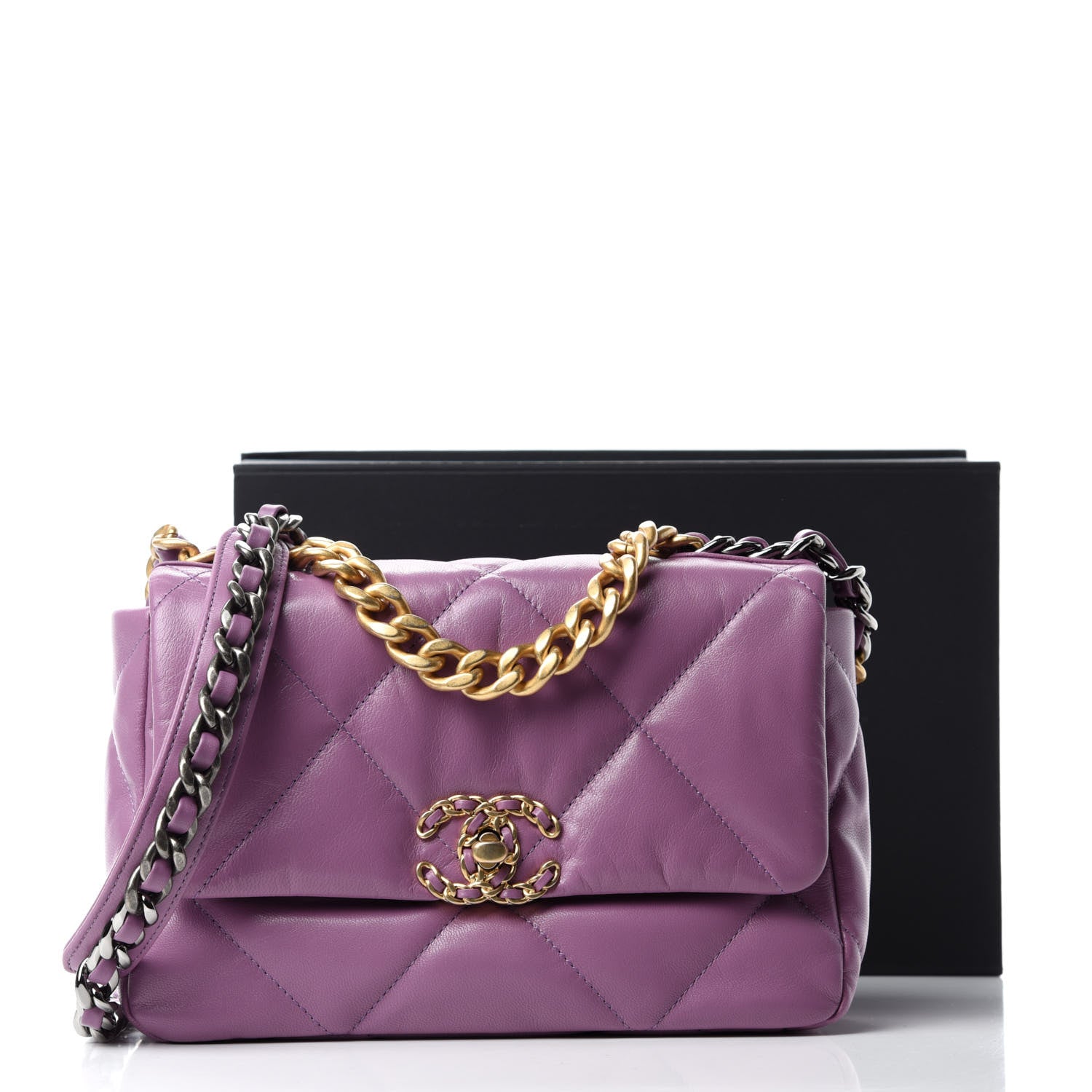 Chanel Goatskin Quilted Medium 19 Flap Violet Purple 11 of 11