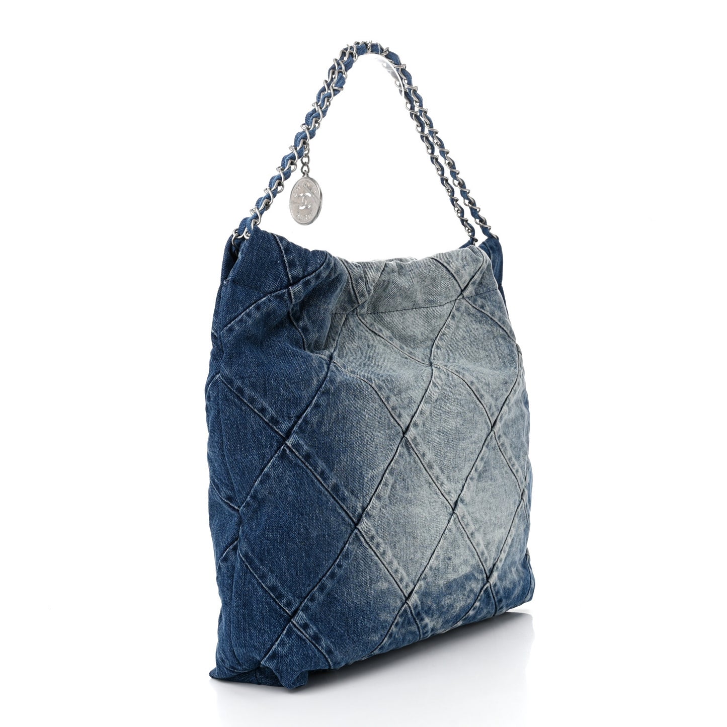 Denim Quilted Chanel 22 Blue