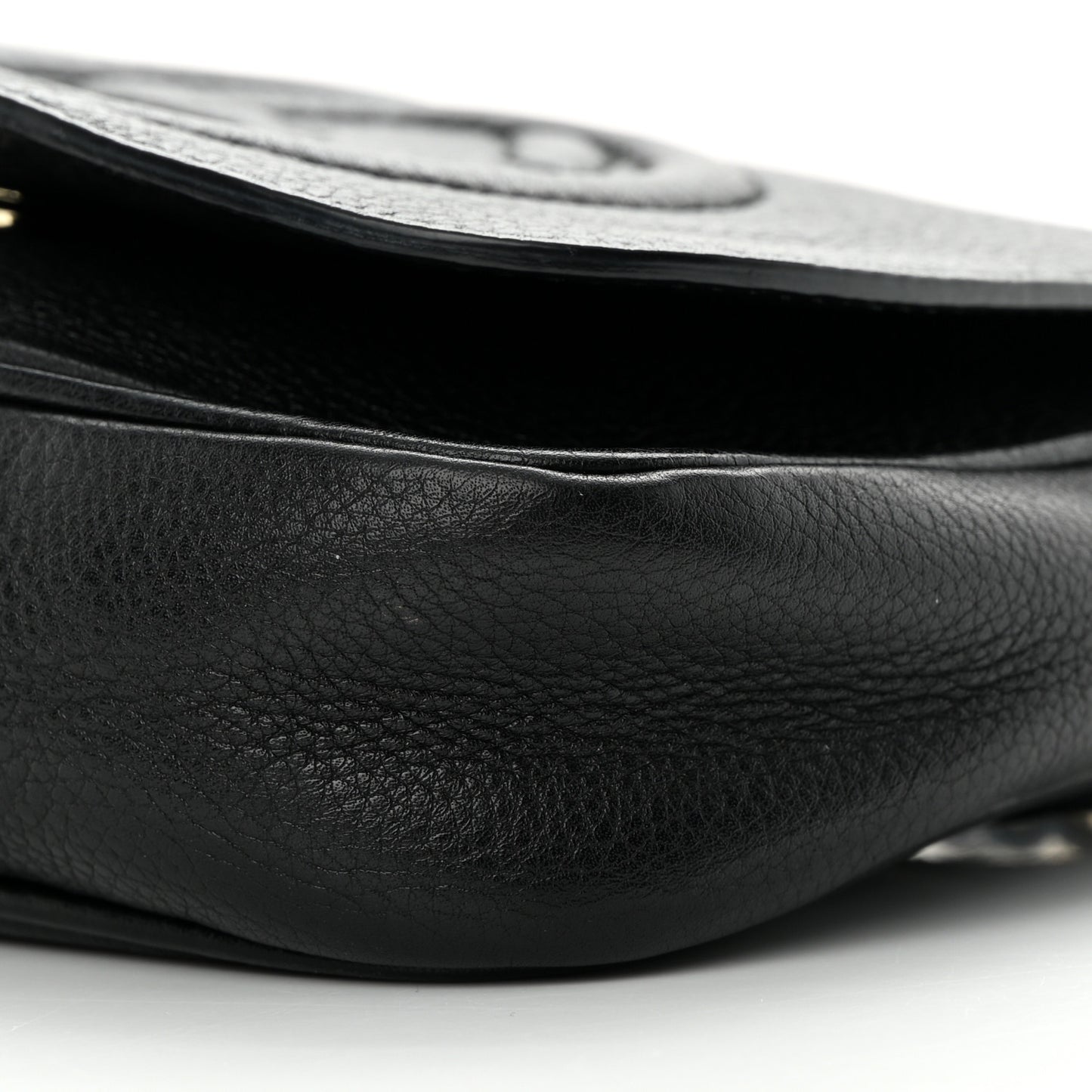 Pebbled Calfskin Small Soho Flap Crossbody Black