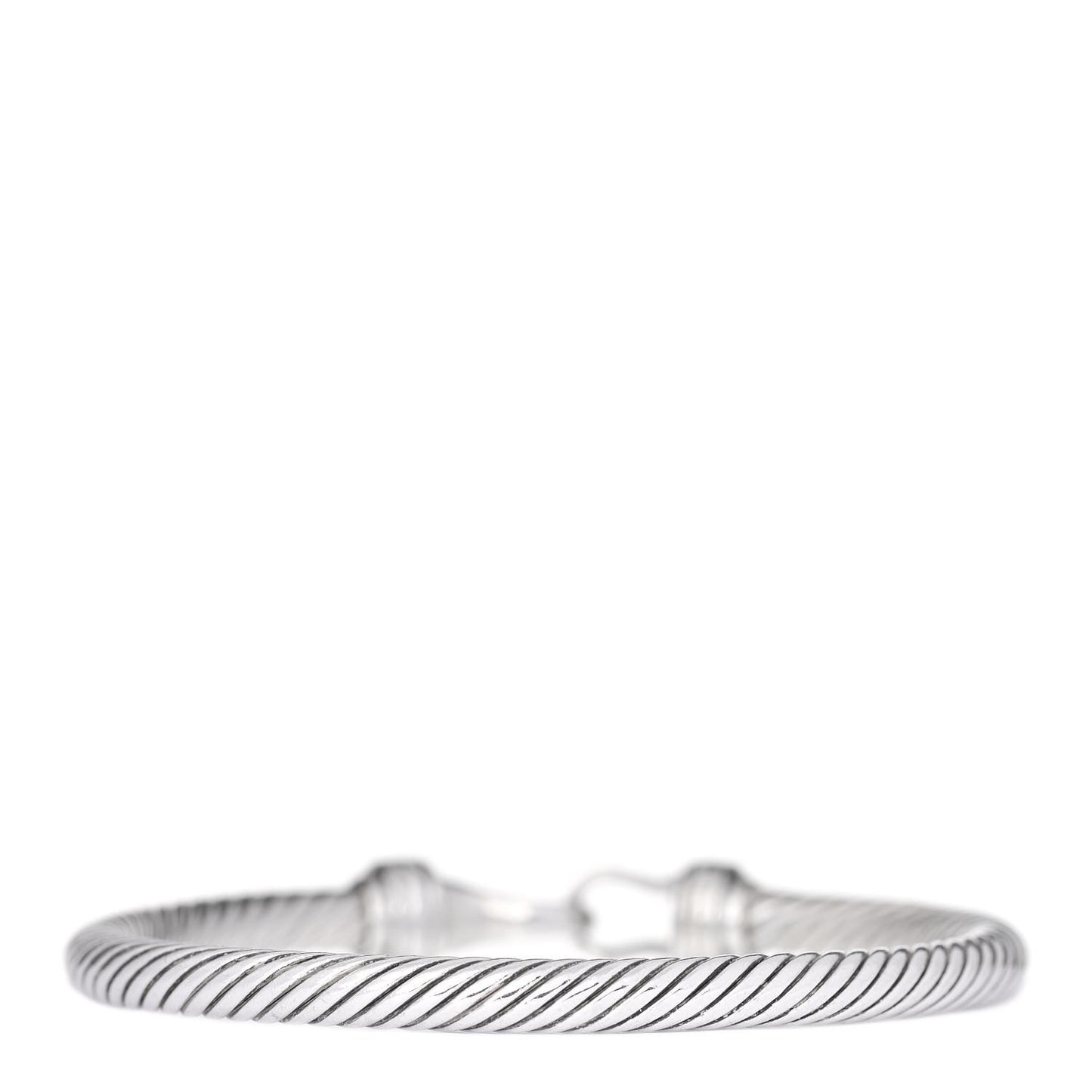 Sterling Silver 18K White Gold Diamond 5mm Cable Buckle Bracelet