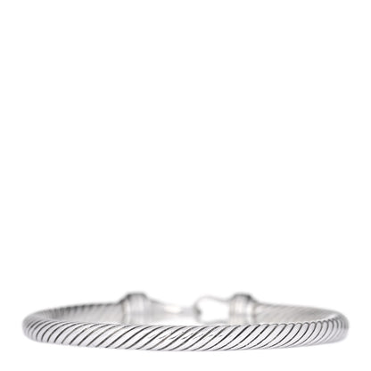 David Yurman Sterling Silver 18K White Gold Diamond 5mm Cable Buckle Bracelet 3 of 4