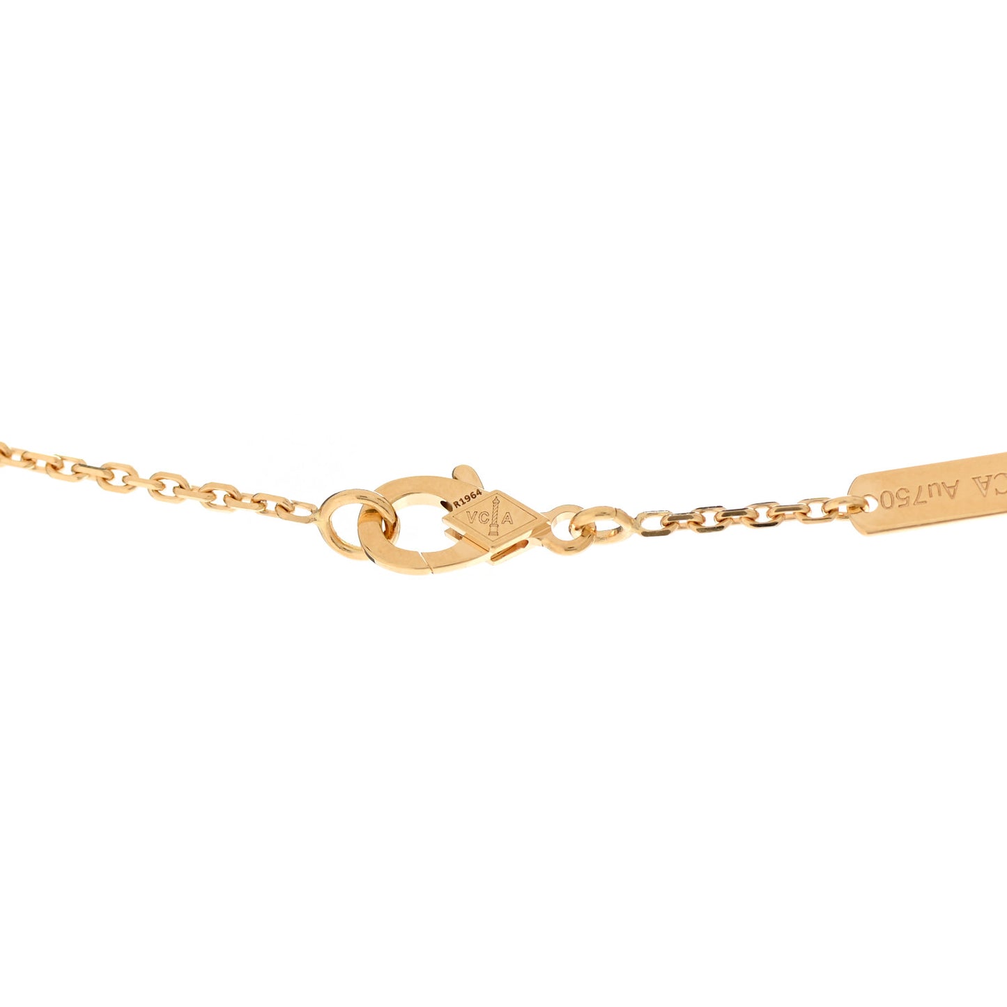 18K Yellow Gold Carnelian Vintage Alhambra Pendant Necklace