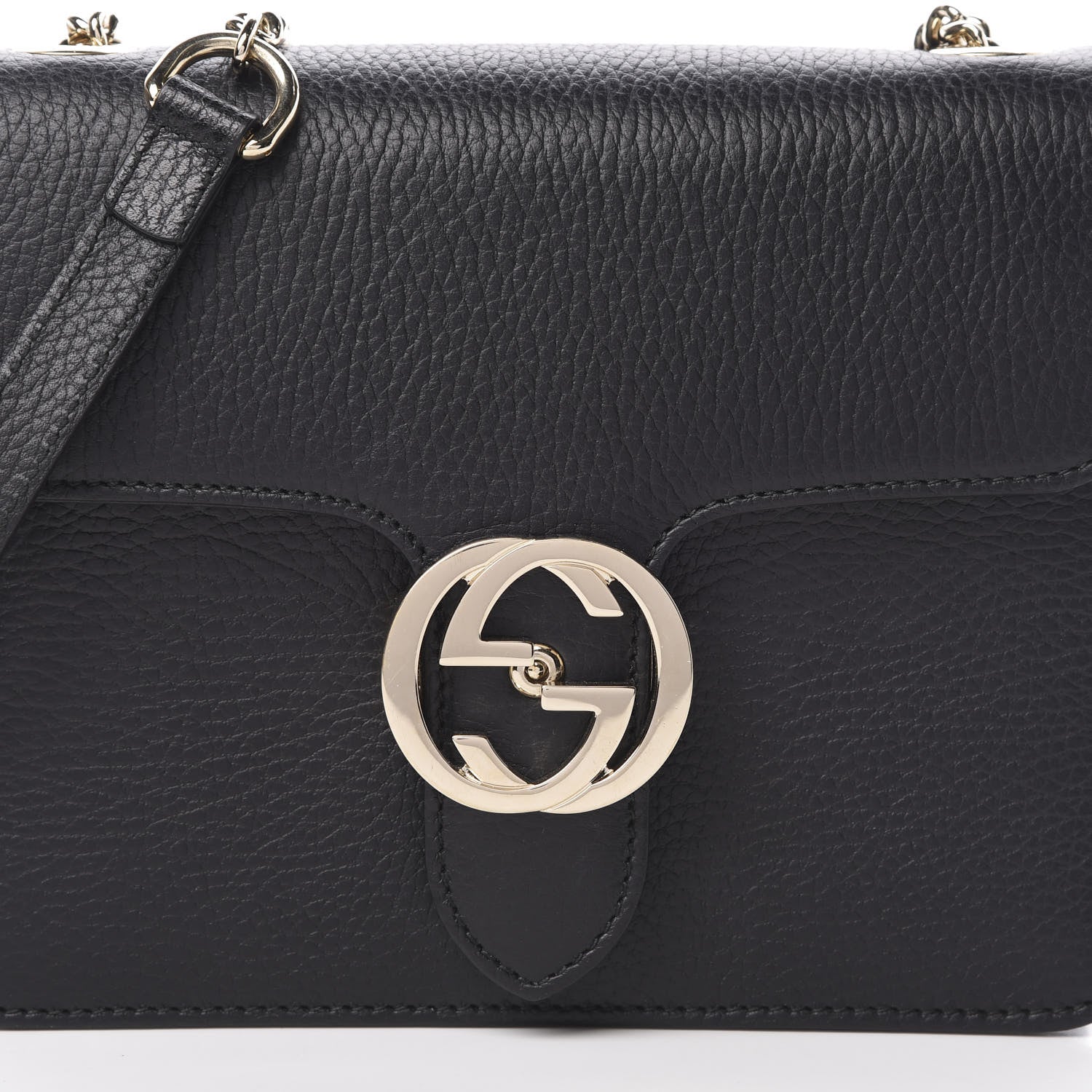 Gucci Dollar Calfskin Small Interlocking G Shoulder Bag Black 8 of 12