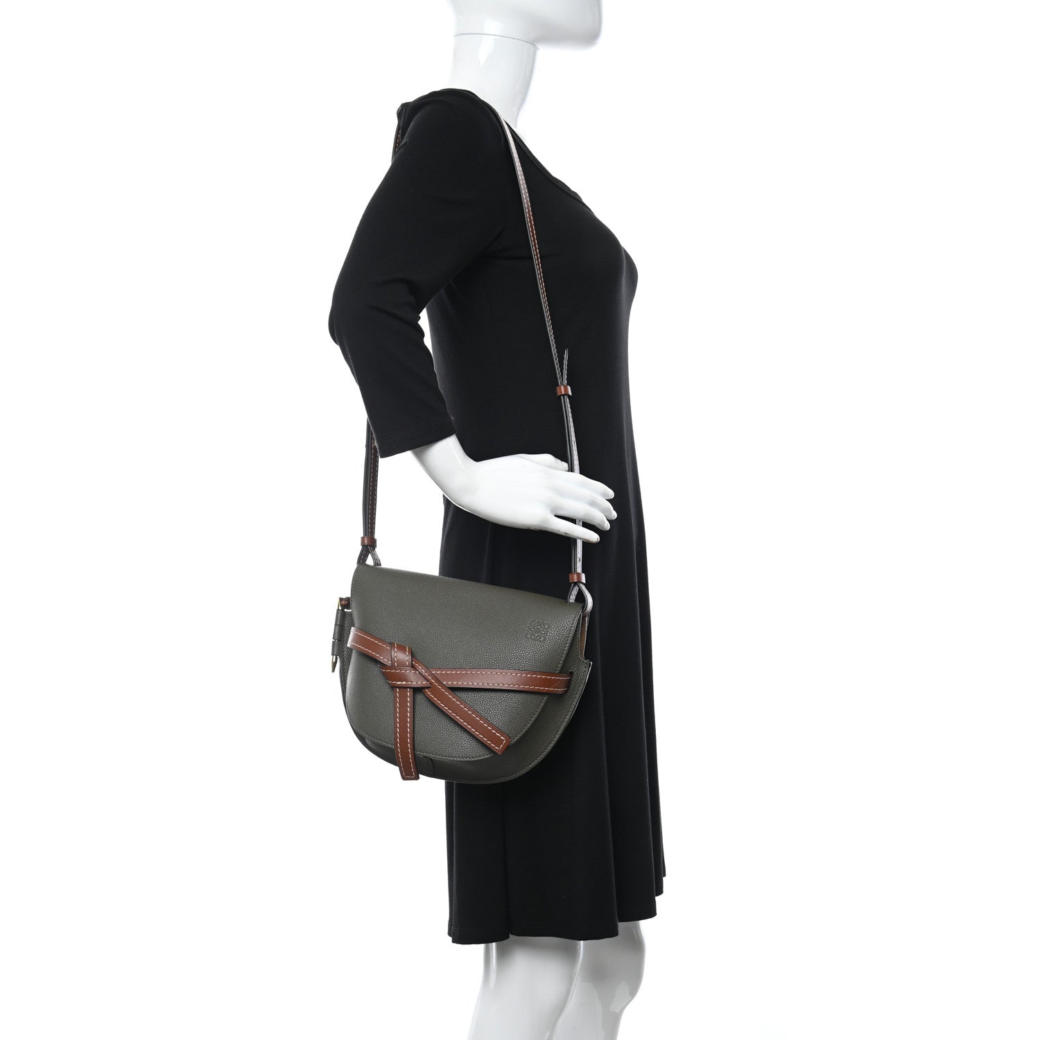 Loewe Calfskin Medium Gate Crossbody Bag Khaki Green 2 of 10