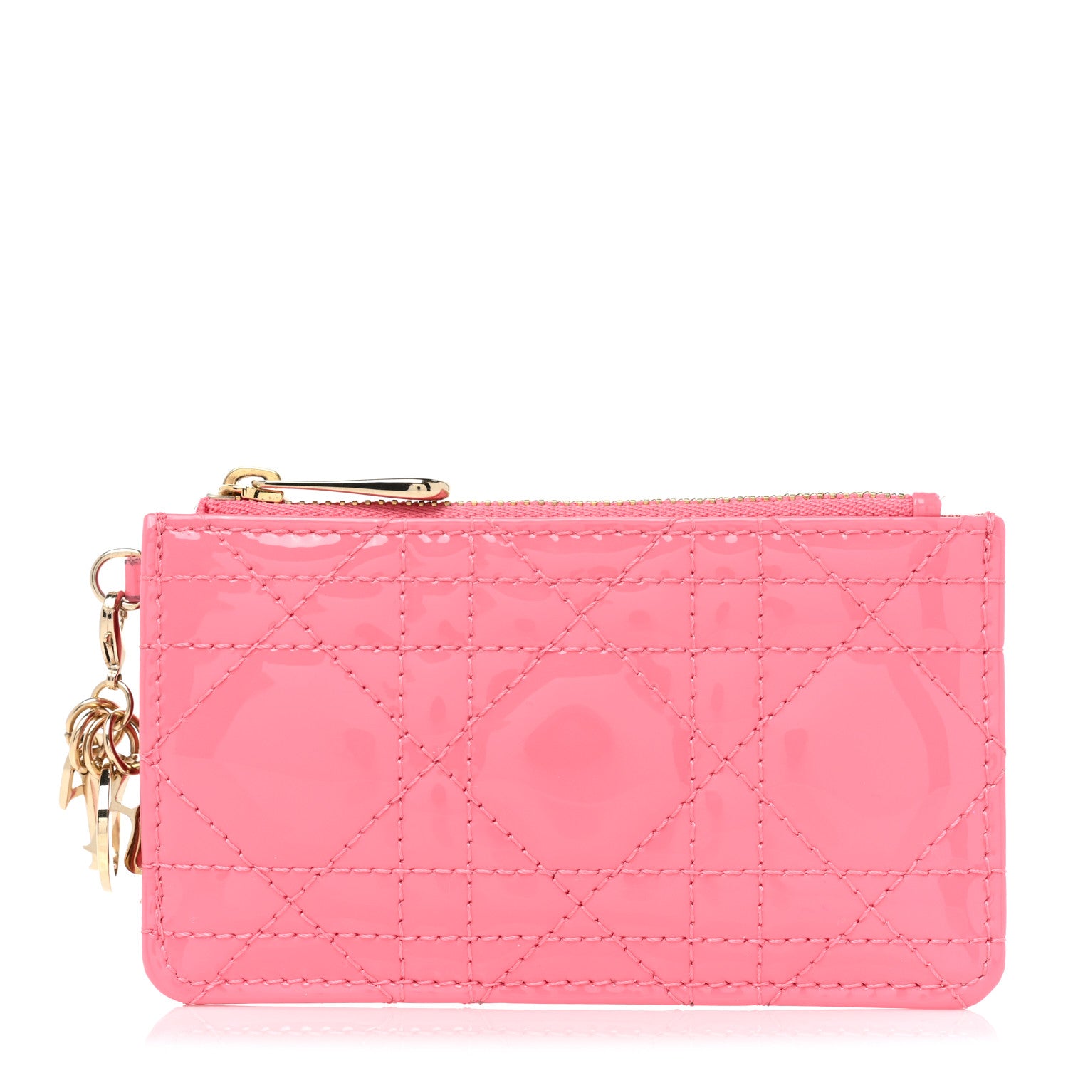 Christian Dior Patent Cannage Lady Dior Key Pouch Pink 1 of 10