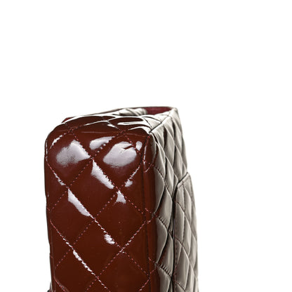 Chanel Patent Calfskin Quilted Medium Double Flap Dark Red 10 of 13