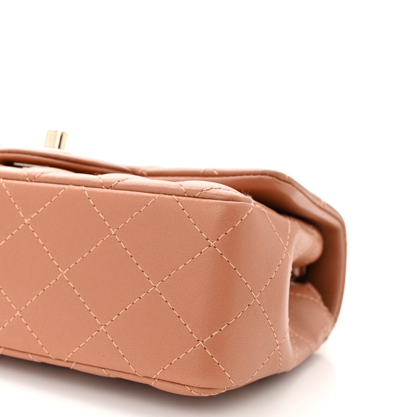 Lambskin Quilted Mini Rectangular Flap Brown