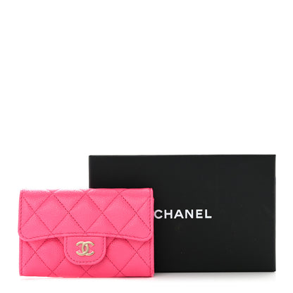 Chanel Caviar Quilted Flap Card Holder Wallet Fuchsia 9 of 9