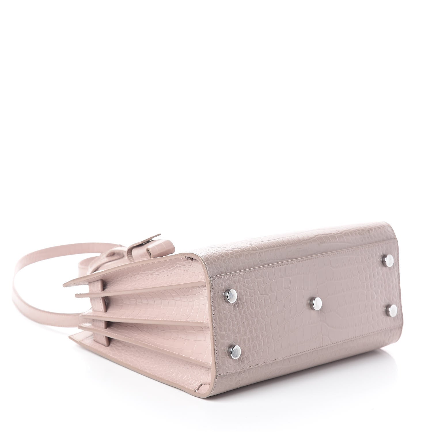 Saint Laurent Calfskin Crocodile Embossed Baby Sac De Jour Rose Antic 4 of 9
