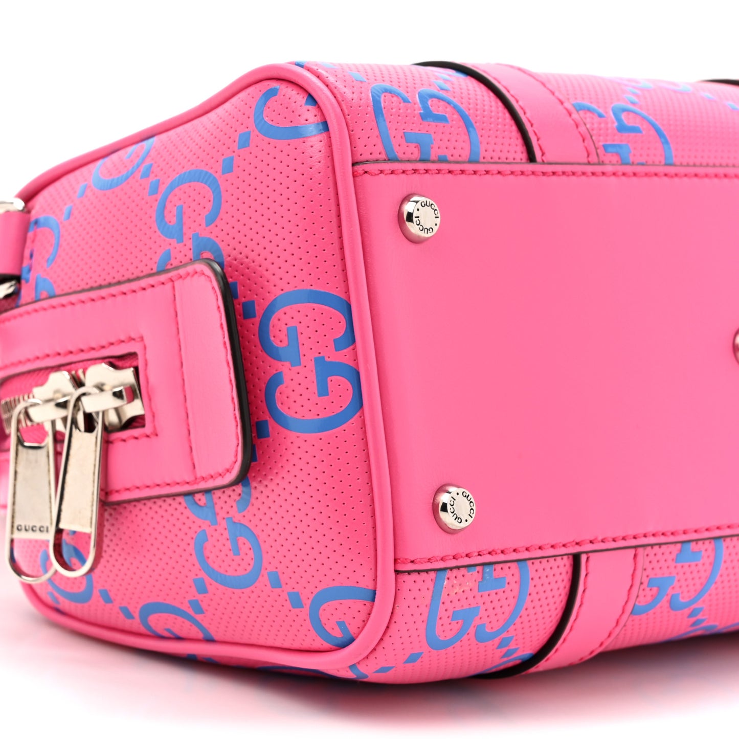 Calfskin GG Tennis Bi-Color Embossed Mini Duffle Bag Modern Fucsia Modern Blue