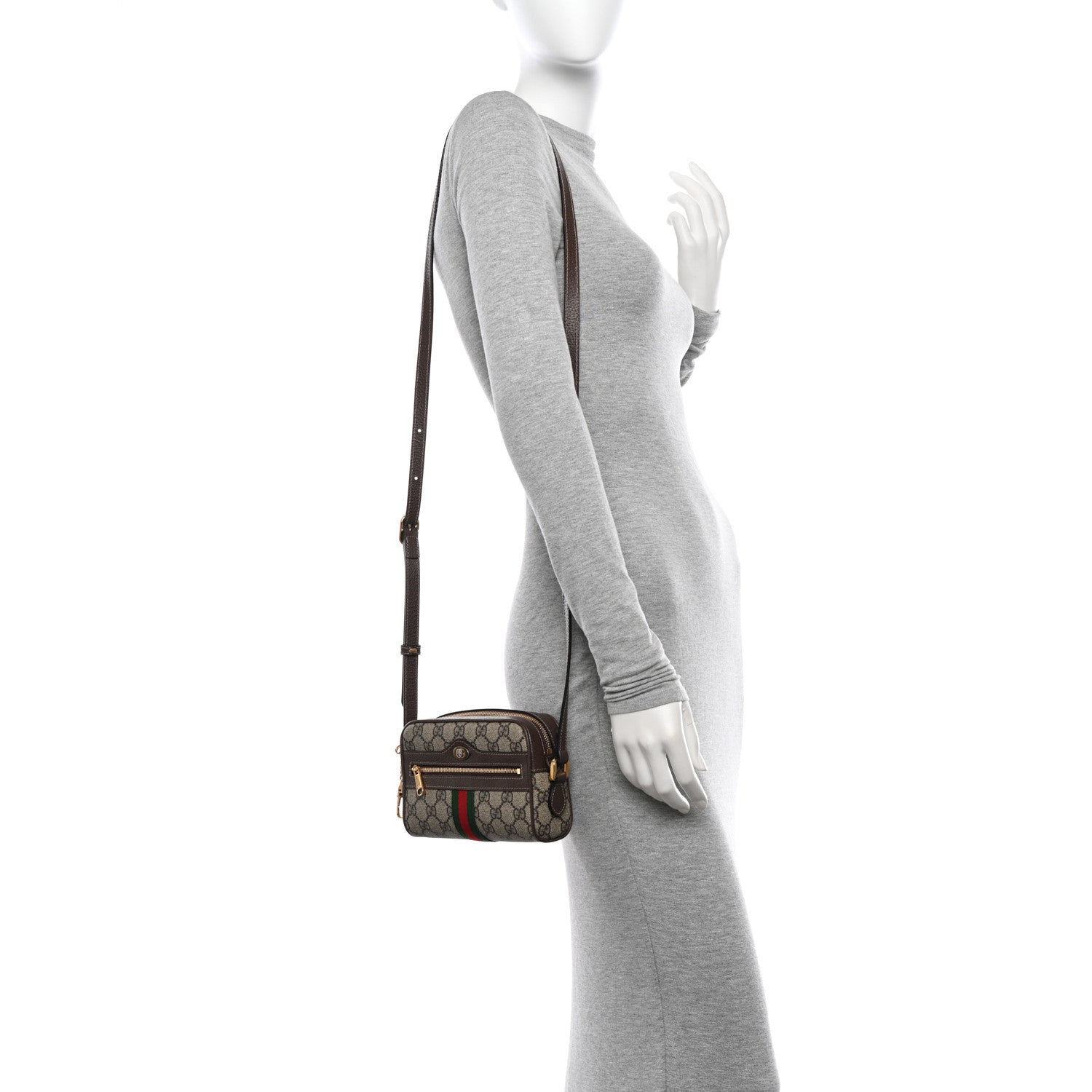 Gucci GG Supreme Monogram Web Mini Ophidia Shoulder Bag Brown 2 of 11