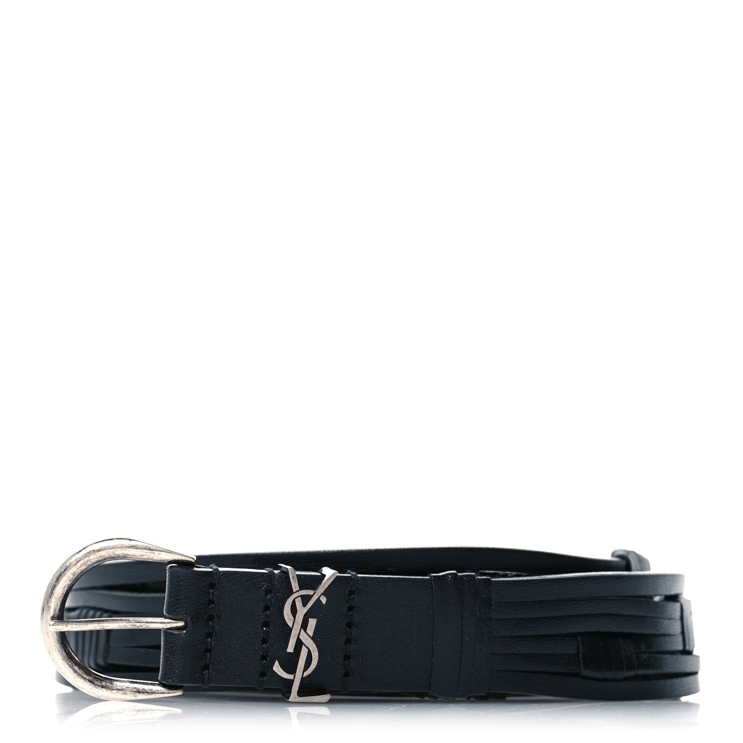 Saint Laurent Vegetable Tanned Calfskin Monogram Croissant De Lune Belt 100 40 Black 1 of 5