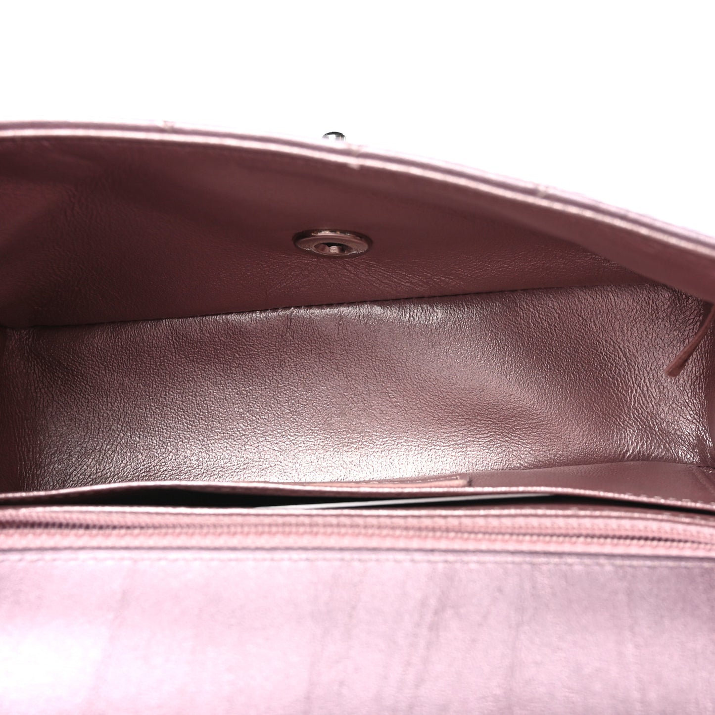 Metallic Calfskin Quilted Mini Rectangular Flap Pink