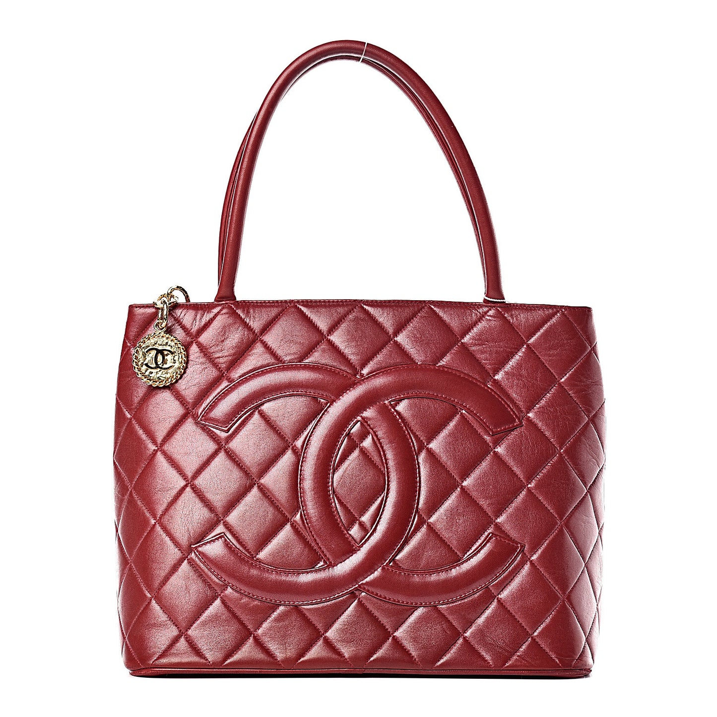 Lambskin Quilted Medallion Tote Red