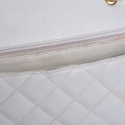 Chanel Caviar Quilted Jumbo Single Flap White 10 of 32