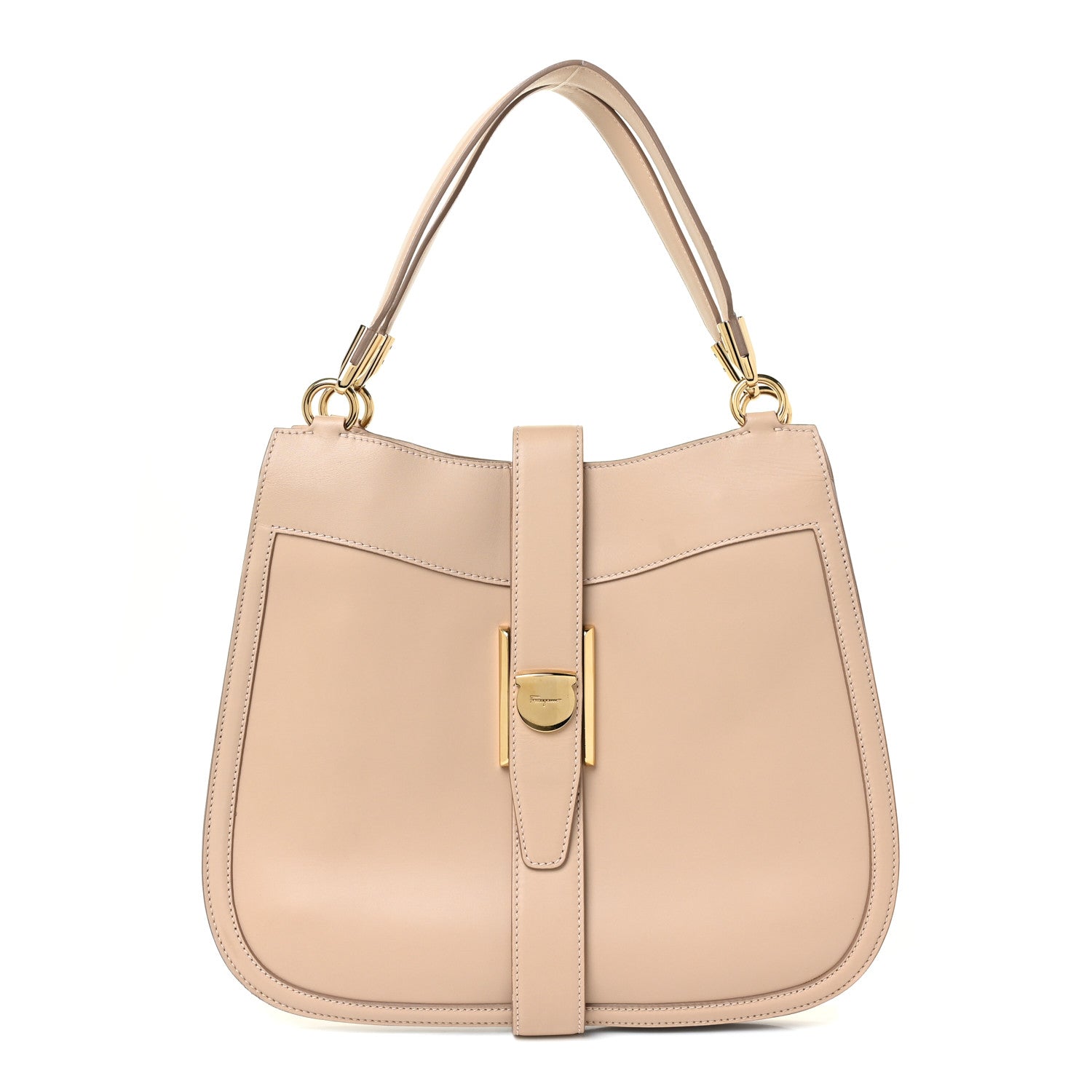 Salvatore Ferragamo Calfskin Enny Hobo New Bisque 1 of 15