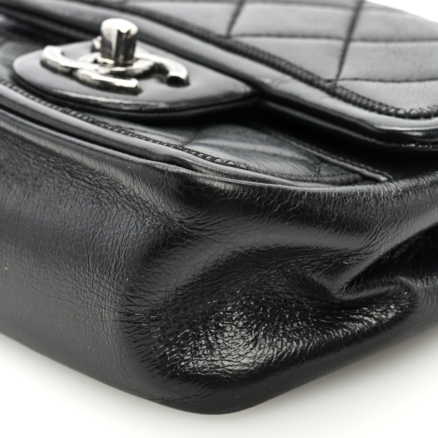 Lambskin Quilted Mini Graphic Flap Bag Black