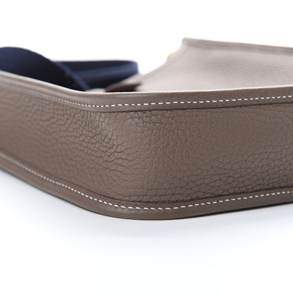 Hermes Taurillon Clemence Amazone Evelyne TPM Etoupe Bleu Indigo 8 of 10