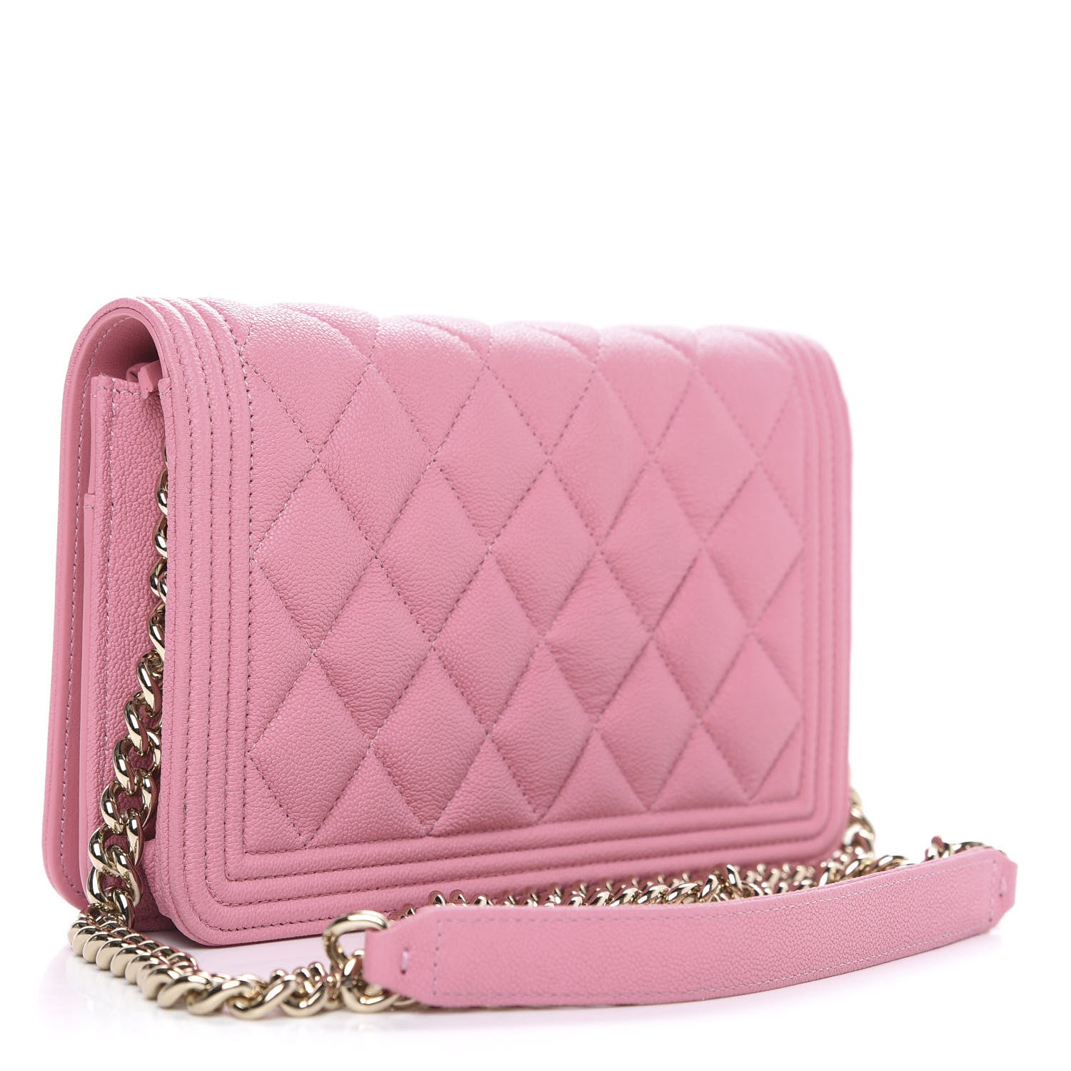 Chanel Caviar Quilted Boy Wallet On Chain WOC Light Pink 3 of 13