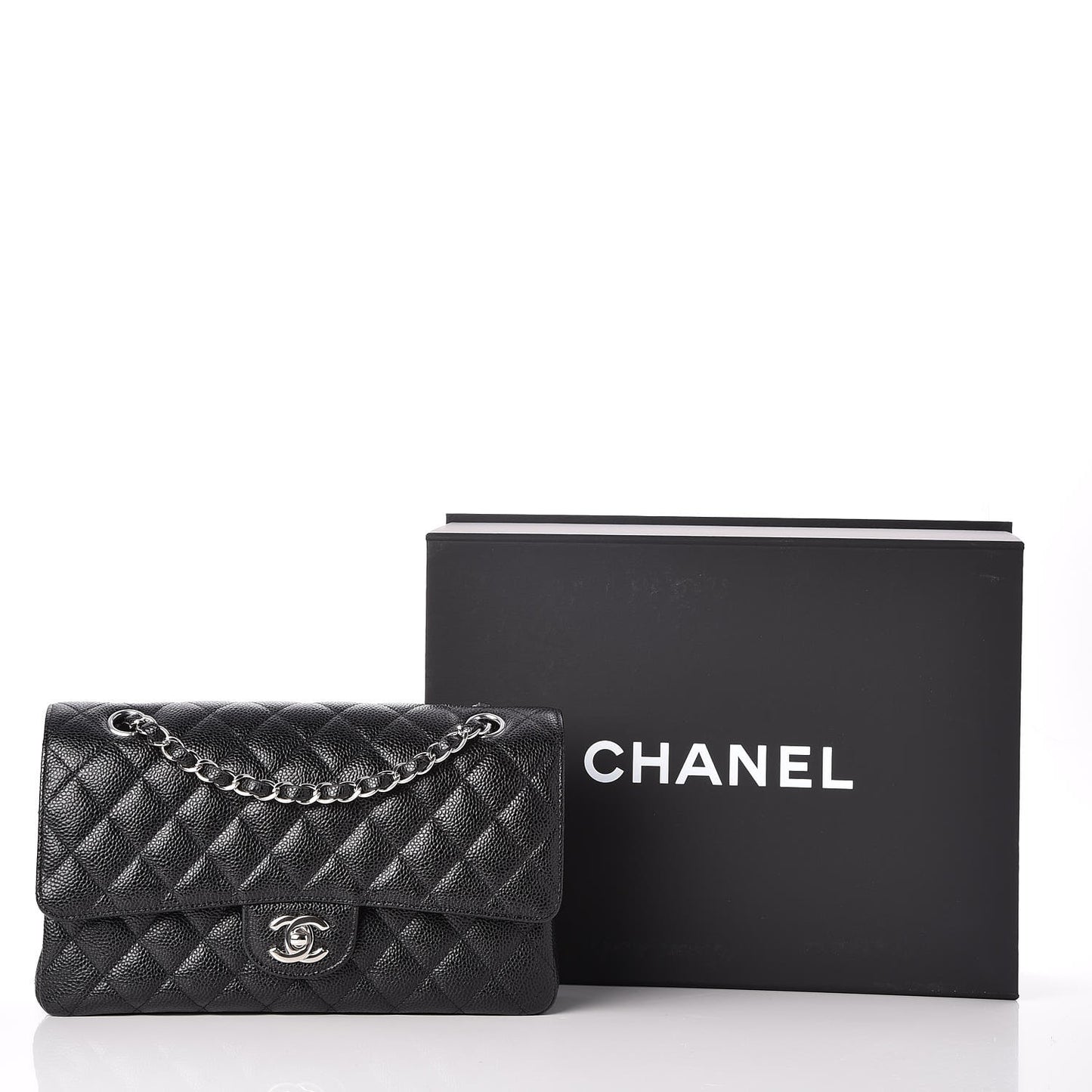 Caviar Quilted Medium Double Flap Black