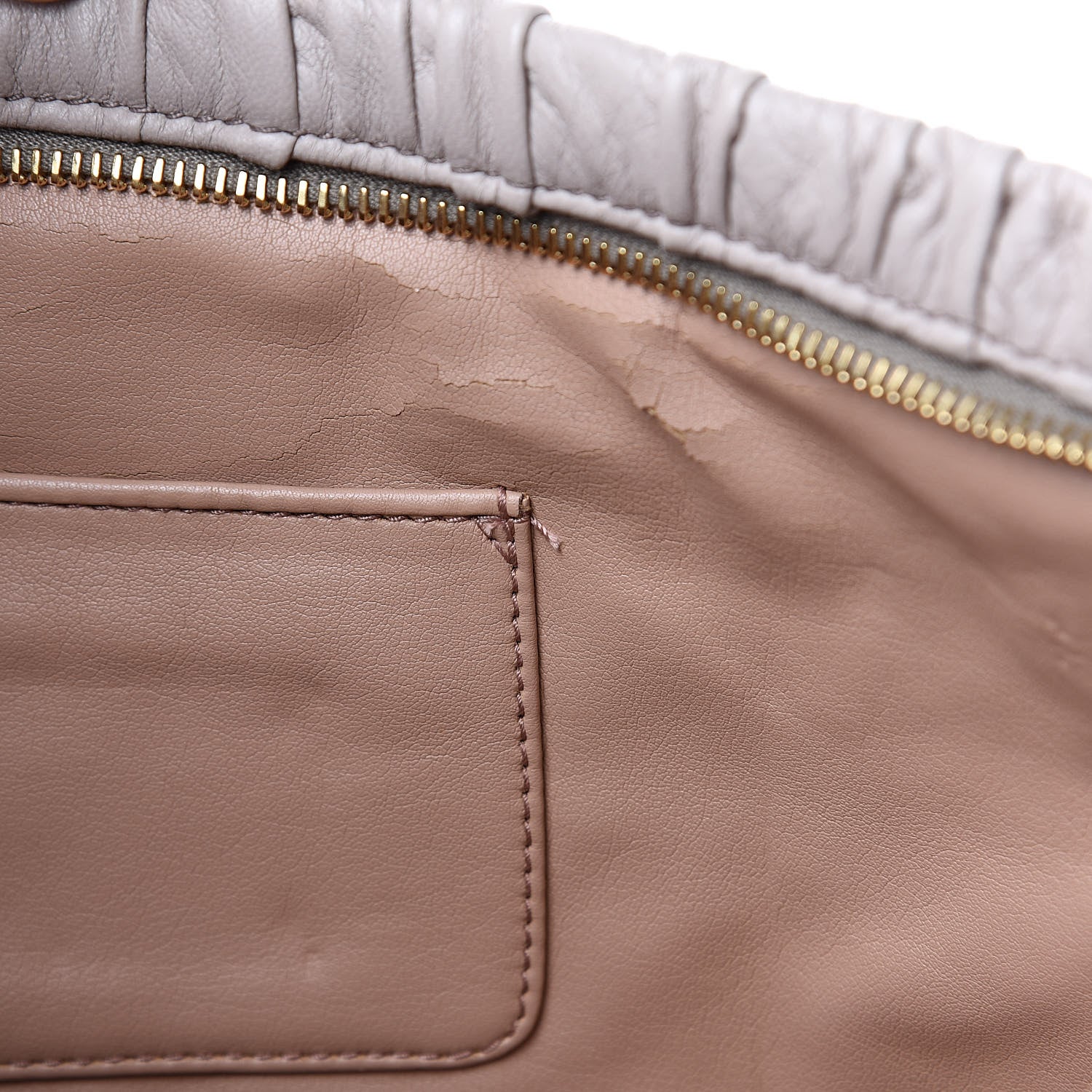 Prada Nappa Gaufre Ruched Clutch Pomice 10 of 10