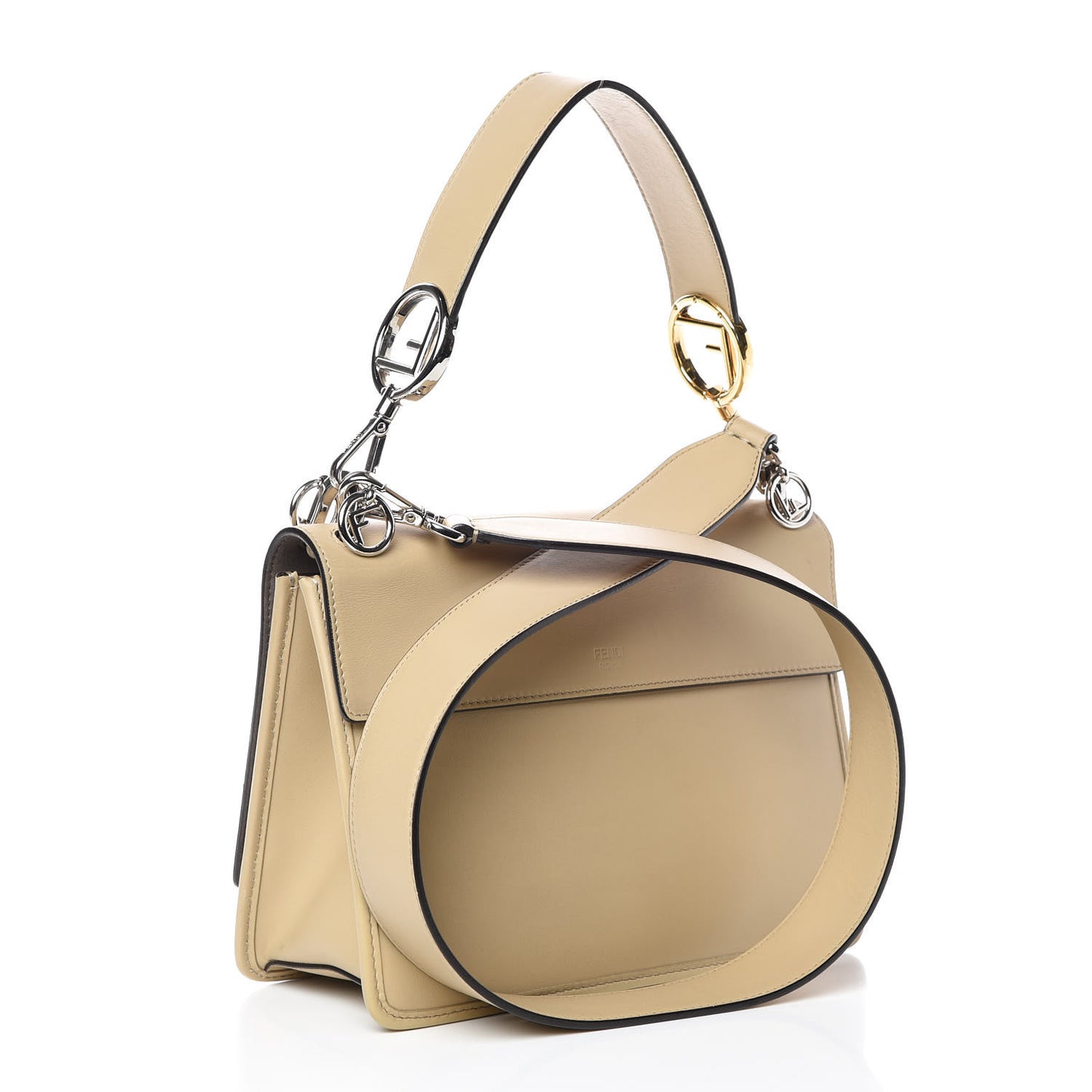 Vitello Century Velvet F is Fendi FF Kan I Shoulder Bag Tobacco Amido