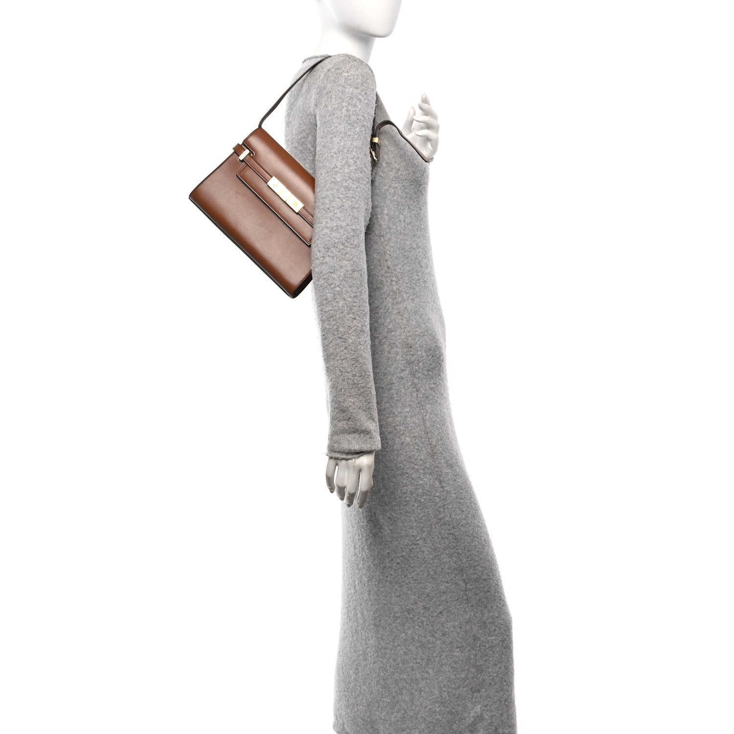 Saint Laurent Smooth Calfskin Small Manhattan Shoulder Bag Cognac 2 of 11
