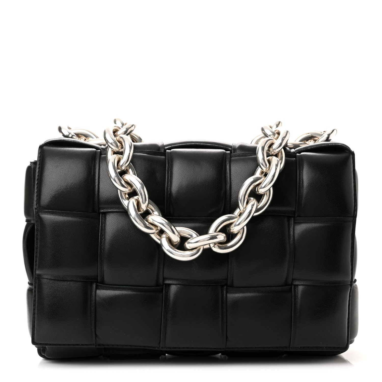 Bottega Veneta Lambskin Maxi Intreccio Padded Chain Cassette Crossbody Bag Black 1 of 10