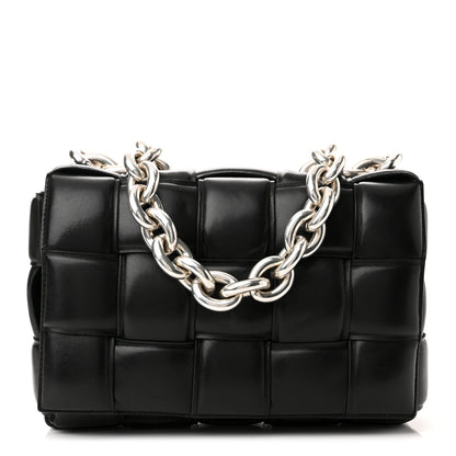 Bottega Veneta Lambskin Maxi Intreccio Padded Chain Cassette Crossbody Bag Black 1 of 10