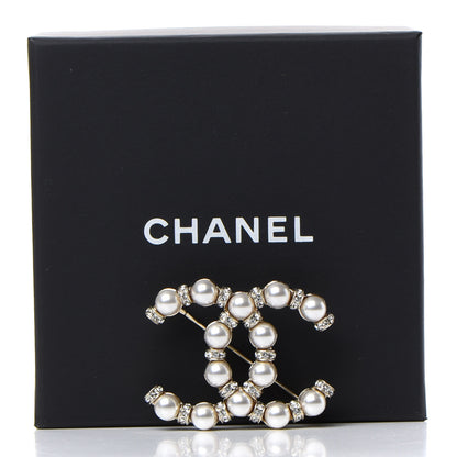 Chanel Pearl Crystal Nefertiti CC Brooch Gold 5 of 5