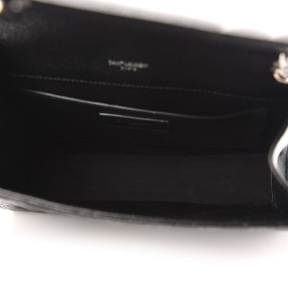 Saint Laurent Grain De Poudre Textured Mixed Matelasse Triquilt Medium Monogram Satchel Black 4 of 9