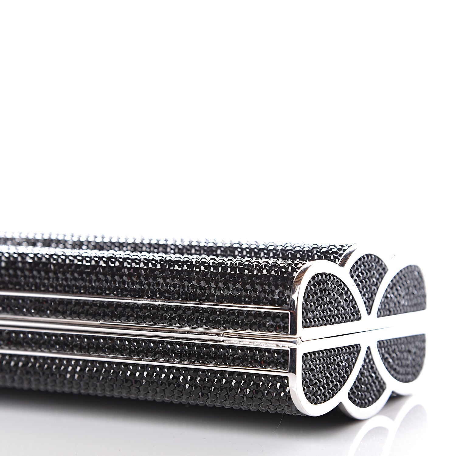 Judith Leiber Swarovski Crystal Minaudiere Clutch Black Silver 7 of 10