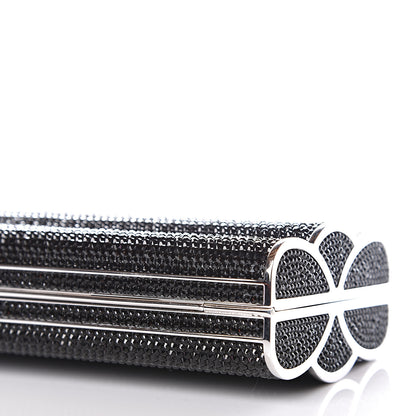 Judith Leiber Swarovski Crystal Minaudiere Clutch Black Silver 7 of 10