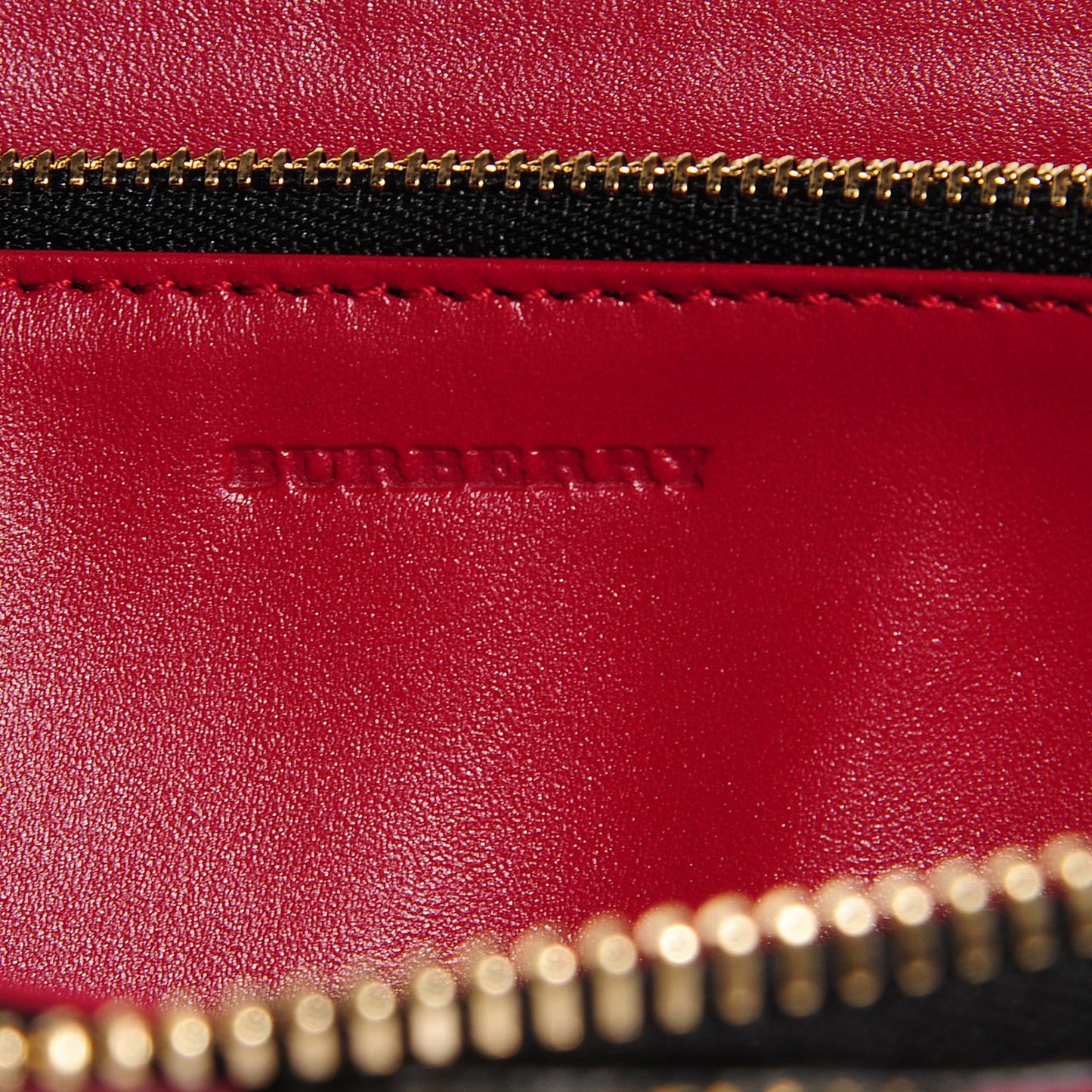 Grainy Calfskin Check Embossed Elmore Zip Around Wallet Red
